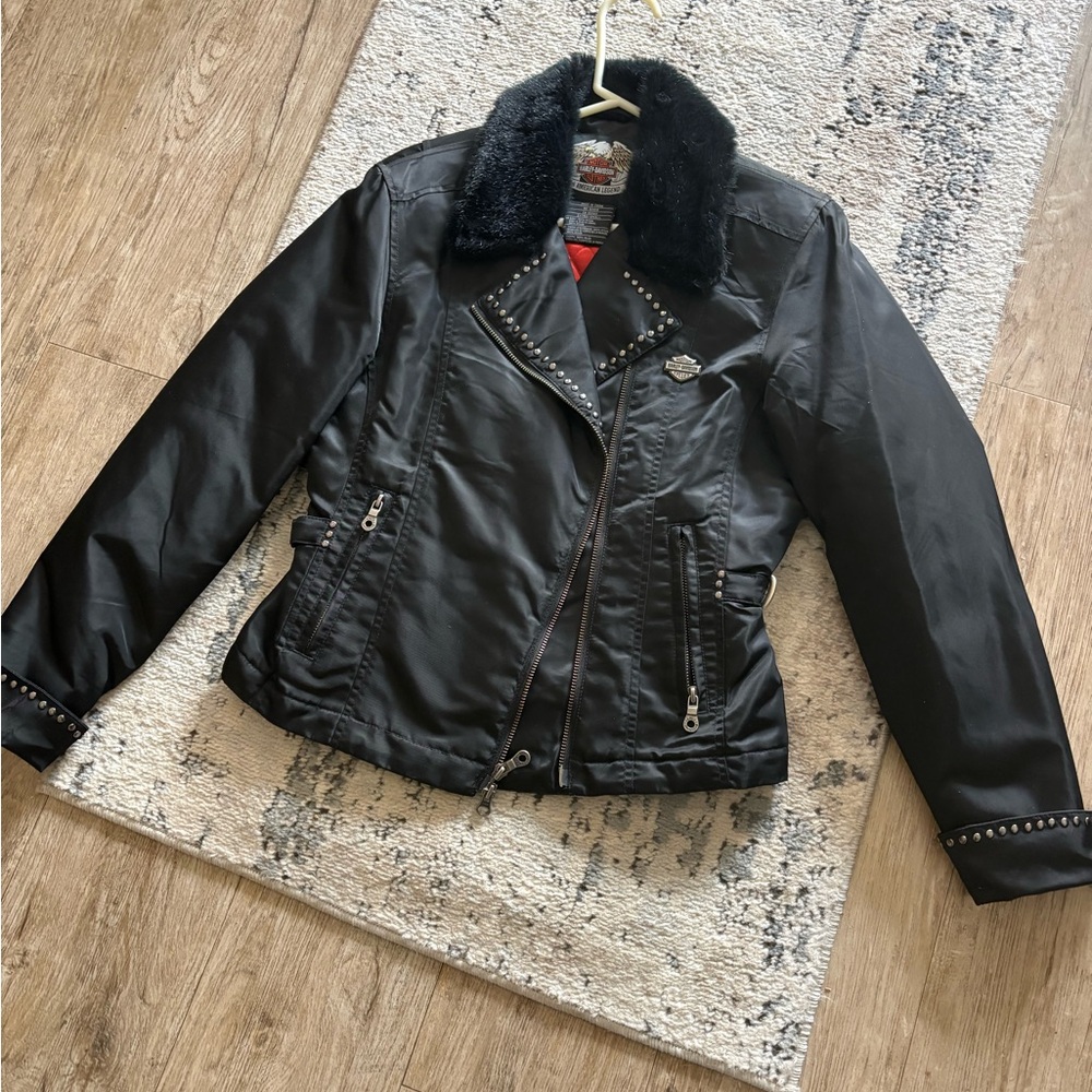 Harley-Davidson Black Leather Jacket with Stud Accents